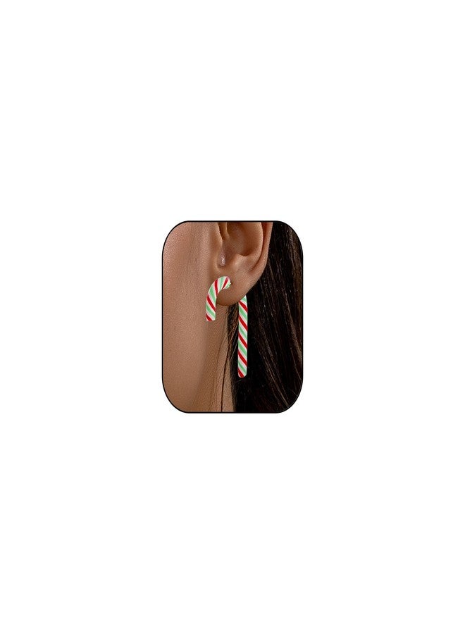 GLMOCM Christmas Earrings for Women Xmas Candy Cane Earrings Acrylic Christmas Candy Dangle Earrings Christmas Jewelry Accessories (Red+Green) - Image 1